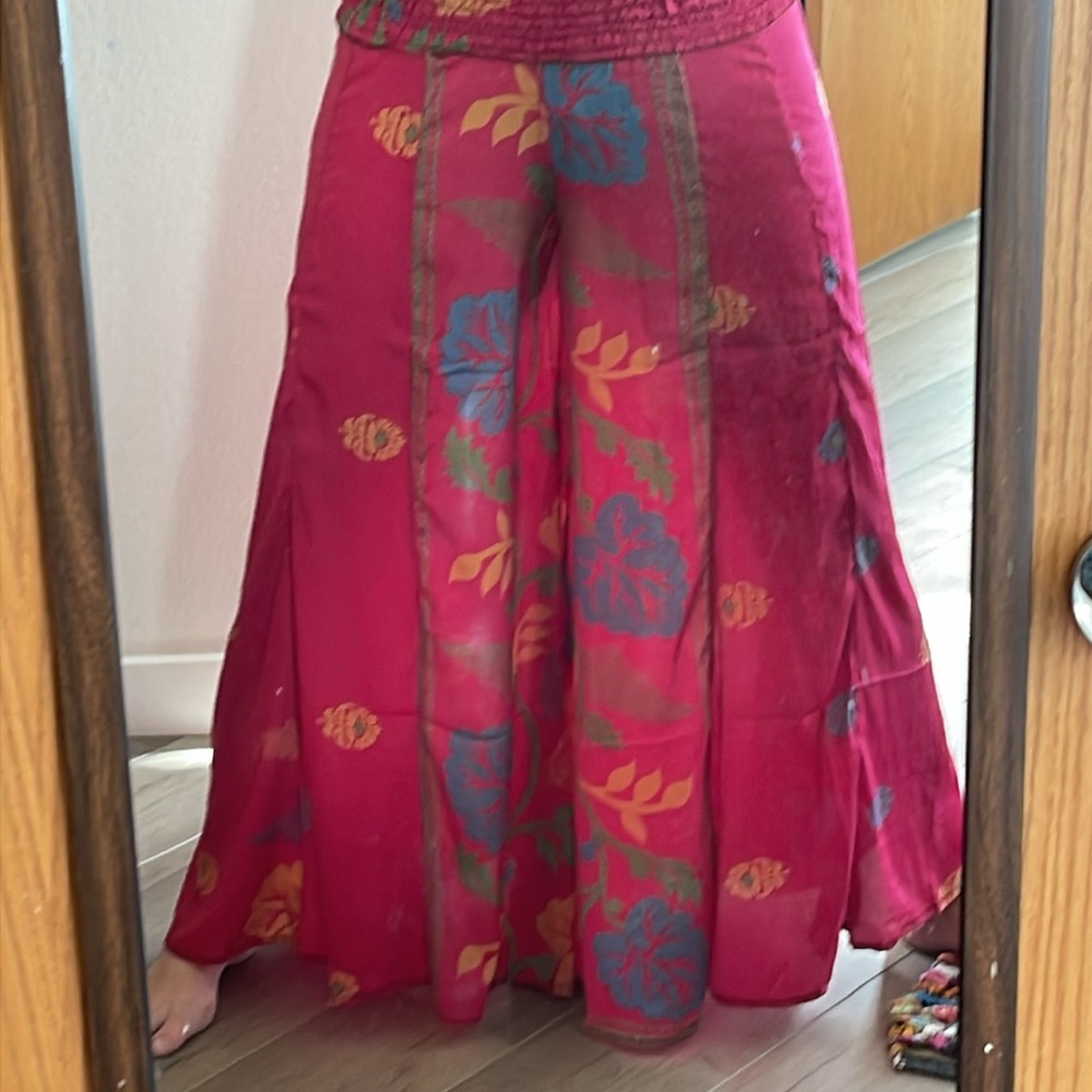 Paths of the Spirit 100% Silk Flowy Lightweight Wide Leg Pants, Size S/M 🔥RARE - Picture 8 of 9